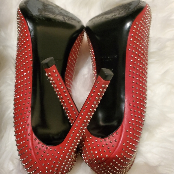 YSL Paris Studded Pointed-Toe Pump, red/Silver - Picture 7 of 16